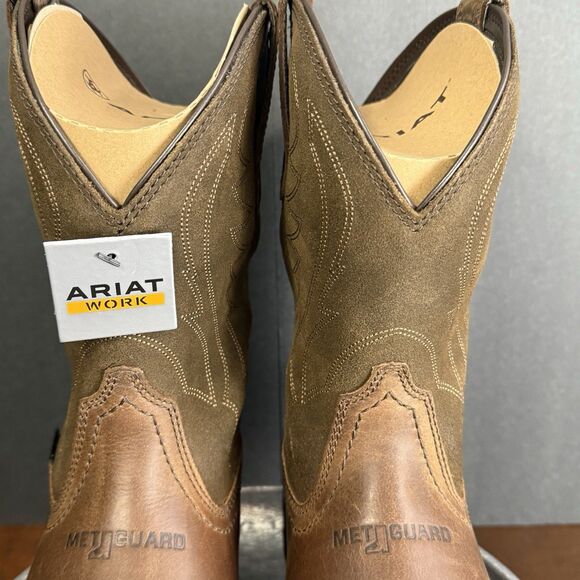 Ariat Groundbreaker MetGuard Steel Toe Boots Men's 10EE Brown Leather 10036107 - Picture 4 of 16